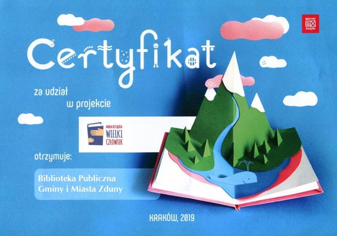 Certyfikat dla Biblioteki!