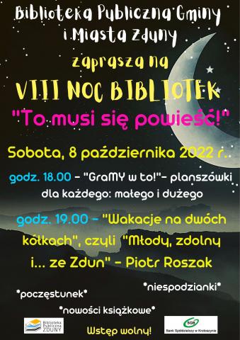 Zdunowska Noc Bibliotek już w sobotę!