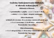 Godziny funkcjonowania bibliotek w okresie wakacji.